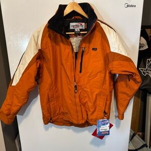 Orange youth ski jacket parka  by Obermeyer Weather X system junior 16